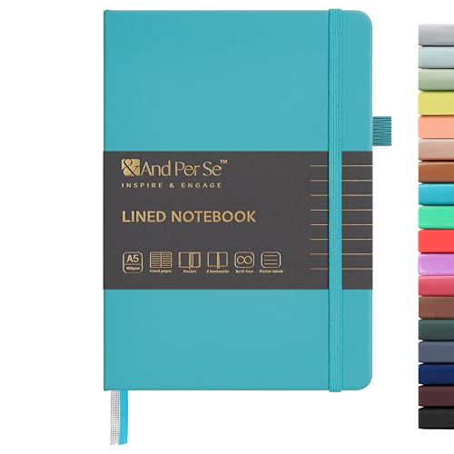 &And Per Se A5 Hardcover Journal Notebook – Multiple Paper Styles - Cerulean Blue