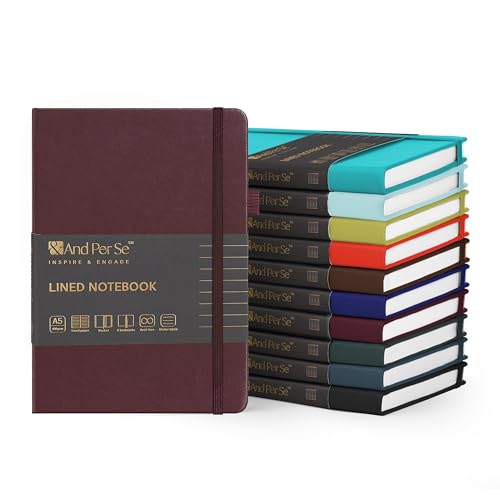 &And Per Se A5 Hardcover Journal Notebook – Multiple Paper Styles - Solid Colors