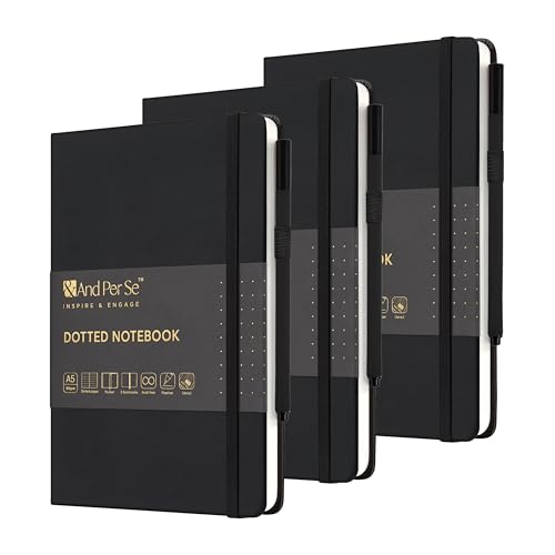 &And Per Se A5 Journal & Pen Set – Lined and Dotted Styles - Black