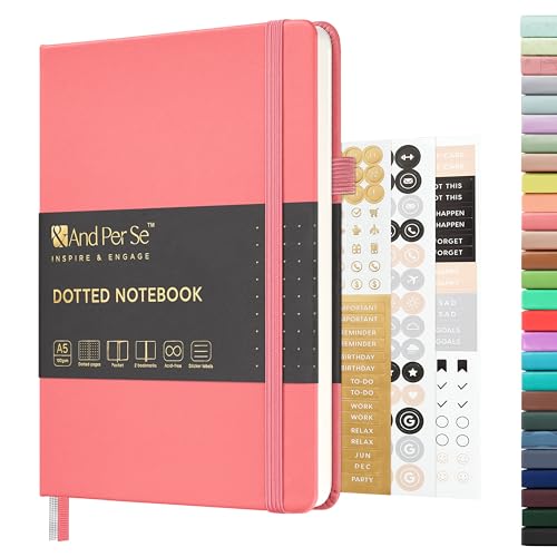 &And Per Se A5 Hardcover Journal Notebook – Multiple Paper Styles - Rose Pink