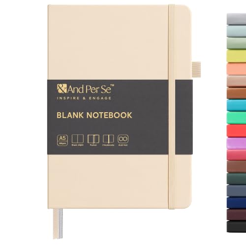 &And Per Se A5 Hardcover Journal Notebook – Multiple Paper Styles - Light Apricot
