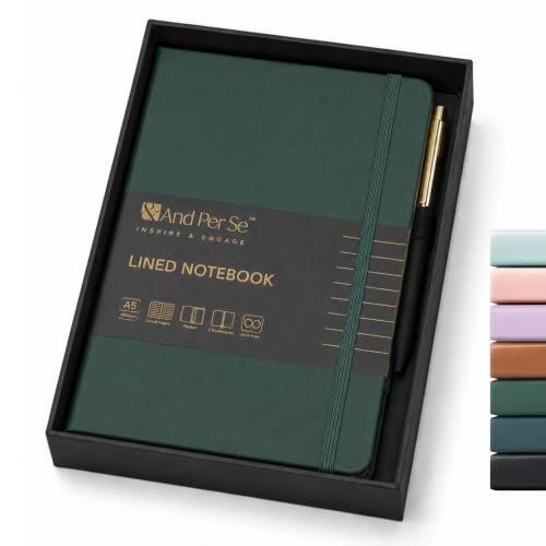 &And Per Se A5 Journal & Pen Set – Lined and Dotted Styles - Green