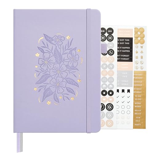&And Per Se A5 Hardcover Journal Notebook – Multiple Paper Styles - Lavender with Pattern