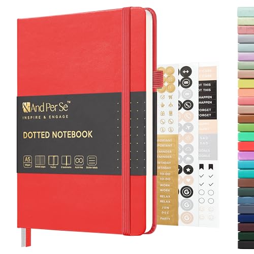 &And Per Se A5 Hardcover Journal Notebook – Multiple Paper Styles - Red