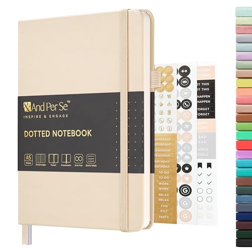 &And Per Se A5 Hardcover Journal Notebook – Multiple Paper Styles - Light Apricot