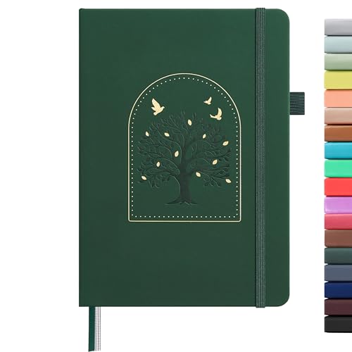 &And Per Se A5 Hardcover Journal Notebook – Multiple Paper Styles - Dark Green with Pattern