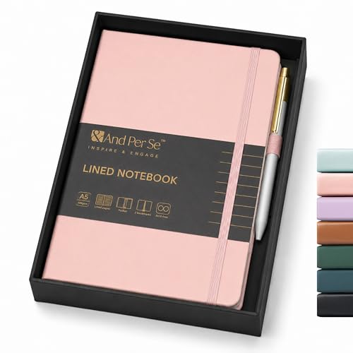 &And Per Se A5 Journal & Pen Set – Lined and Dotted Styles - Pink