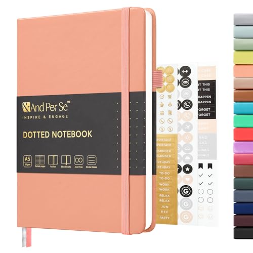 &And Per Se A5 Hardcover Journal Notebook – Multiple Paper Styles - Peach Pink