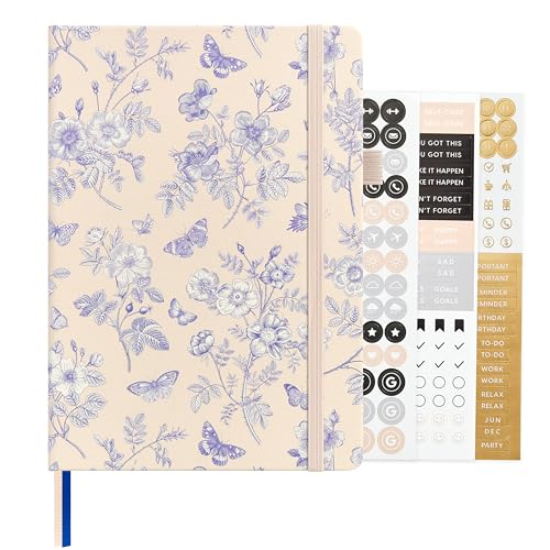 &And Per Se A5 Hardcover Journal Notebook – Multiple Paper Styles - Blue Flowers